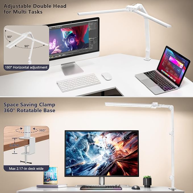 KableRika Desk Lamp, Double Head Desk Lamp - Image 2