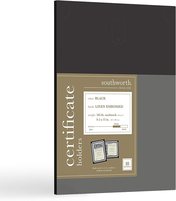 Southworth PF18 Certificate Holder, 105lb Linen Stock, 12 x 9 1/2 by Southworth