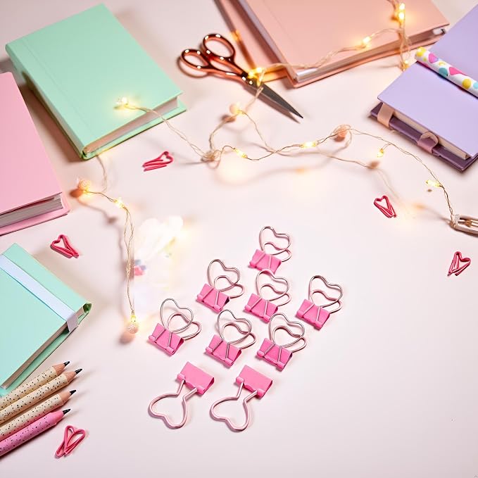 Pink Heart Hollow Out Metal Binder Clips - Image 5