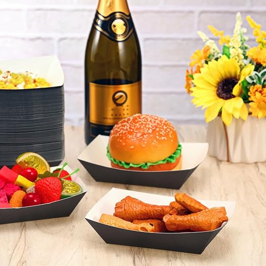 Yinkin 200 Pcs Paper Boat Disposable Graduation Food Trays Nacho Trays Kraft - Image 6
