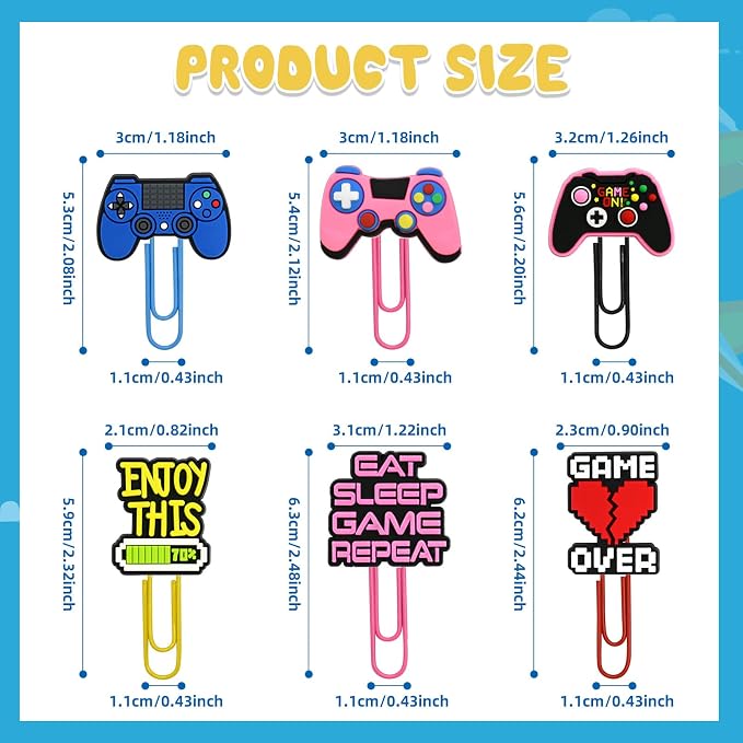 30 PCS Game Paper Clips Metal Paperclip Large Size Paper Clip Cute Bookmark - Image 4