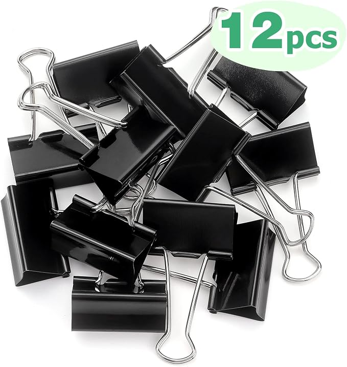 ZZTX 12 Pack Large Binder Clips 2.0 Inches Black | Paper Clamps Clips, Durable - Image 2