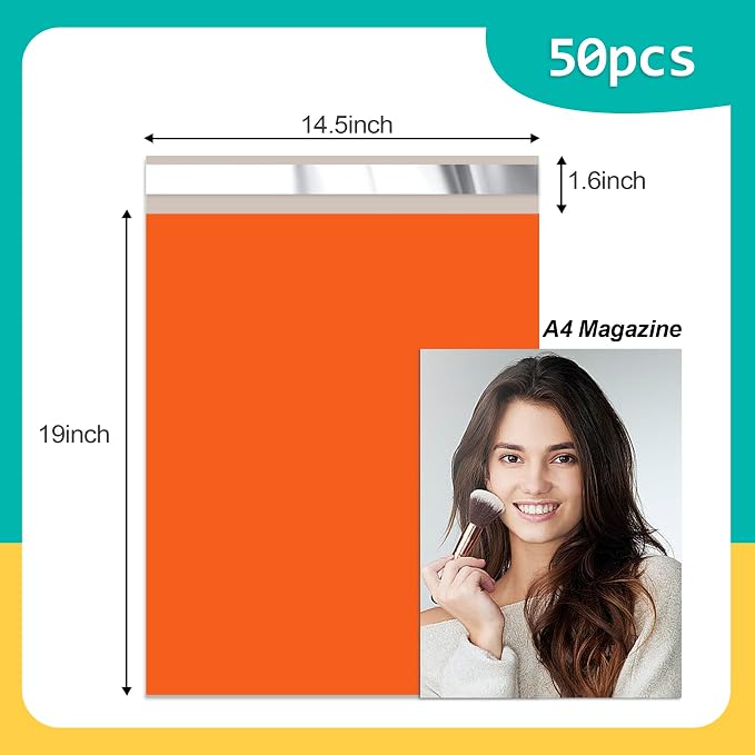 Poly Mailers 14.5x19 inch 50 Pcs, Waterproof and Tear-resistant Shipping Bags - Image 2