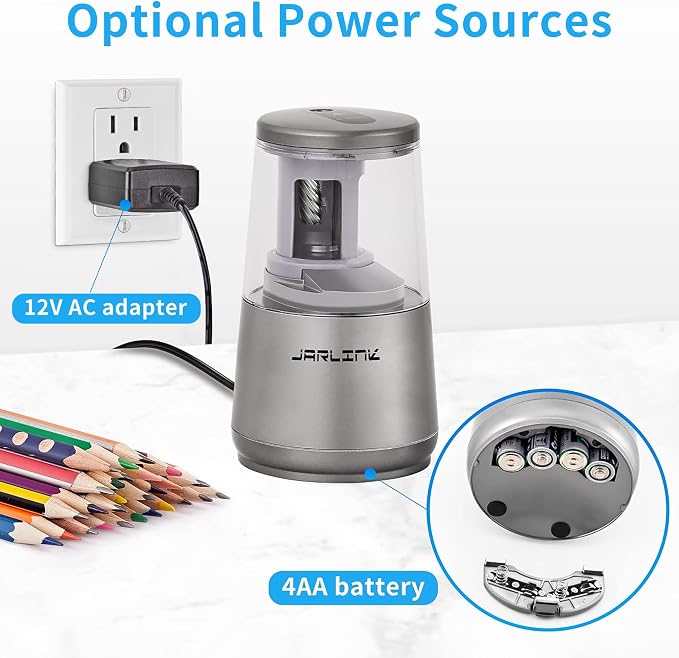 JARLINK Electric Pencil Sharpener, Heavy-Duty Helical Blade to Fast Sharpen - Image 5
