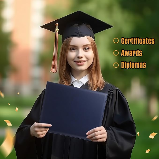 Tenare 10 Pcs Navy Blue Leather Certificate Holder 8.5 x 11 PU Phd Bachelor - Image 7