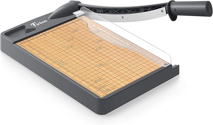 Firbon 12-Inch Wood Base Guillotine Paper Cutter, Heavy Duty 12-Sheet Capacity by Firbon