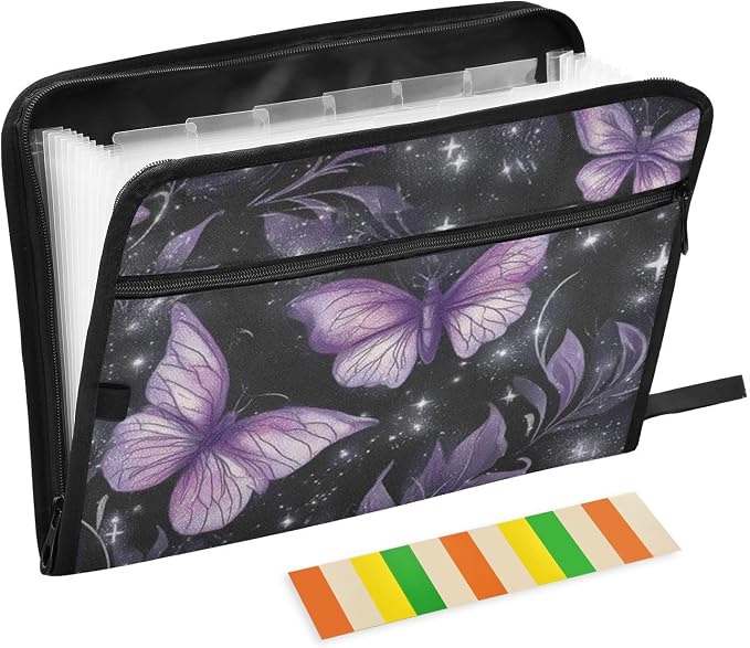 Purple Butterflies Accordion File Organizer Expanding Document Folder by Unknown