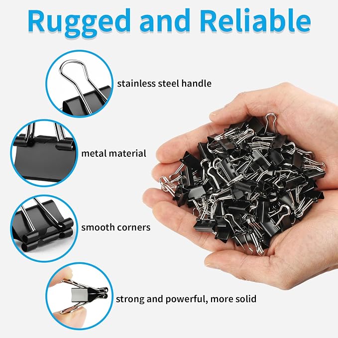 180Pcs Small Binder Clips, Mini Binder Clips, 0.63 in/15mm Clips Office Supplies - Image 3