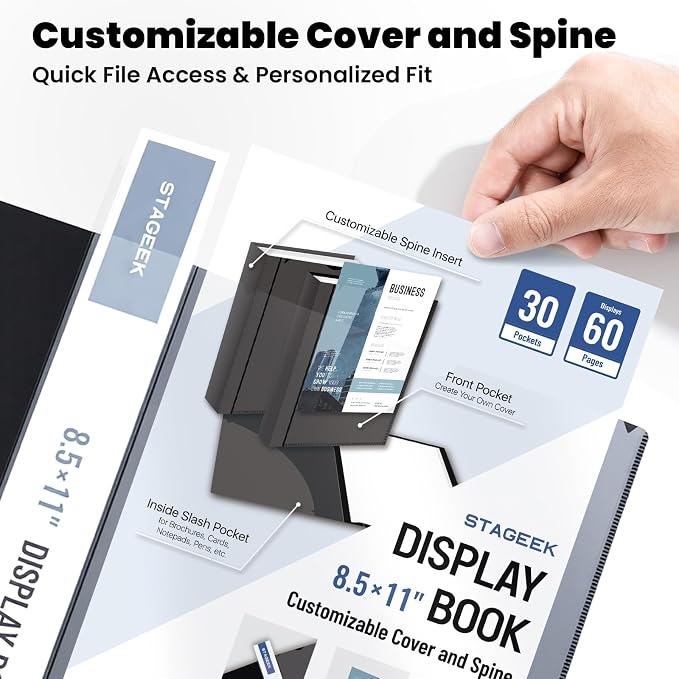 STAGEEK 30-Pocket Portfolio Binder Display 60 Pages, 8.5x11 Binder - Image 3
