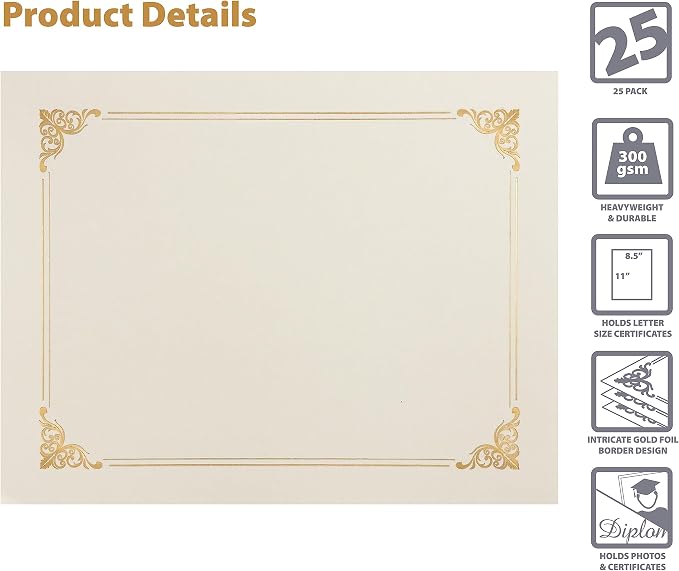 25 Pack Ivory Certificate Holders, Diploma Holders, Document Covers - Image 3