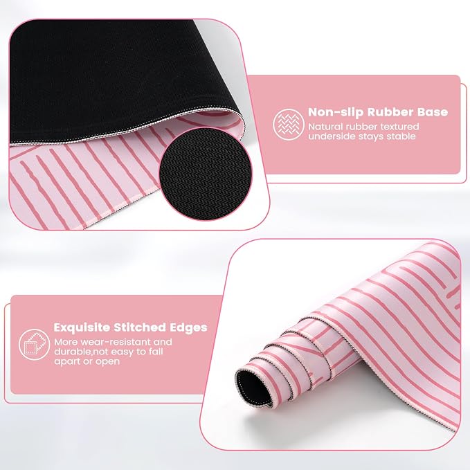 iCasso Pink Desk Matt for Desktop, Cute Desk Pad Mat, Large Mouse Pad, - Image 4