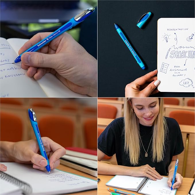 Schneider Slider Memo XB Ballpoint Pen, 1.4 mm, Light Blue Barrel, Box of 10 - Image 4