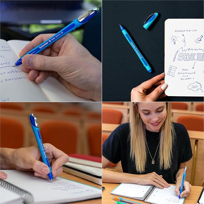 Schneider Slider Memo XB Ballpoint Pen, 1.4 mm, Light Blue Barrel, Box of 10 - Image 3
