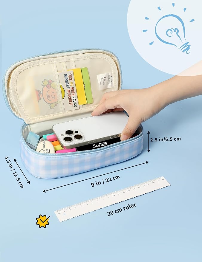 SUNEE Cute Pencil Case, Aesthetic Pen Pouch, Colored Large Pencil Bag - Image 5