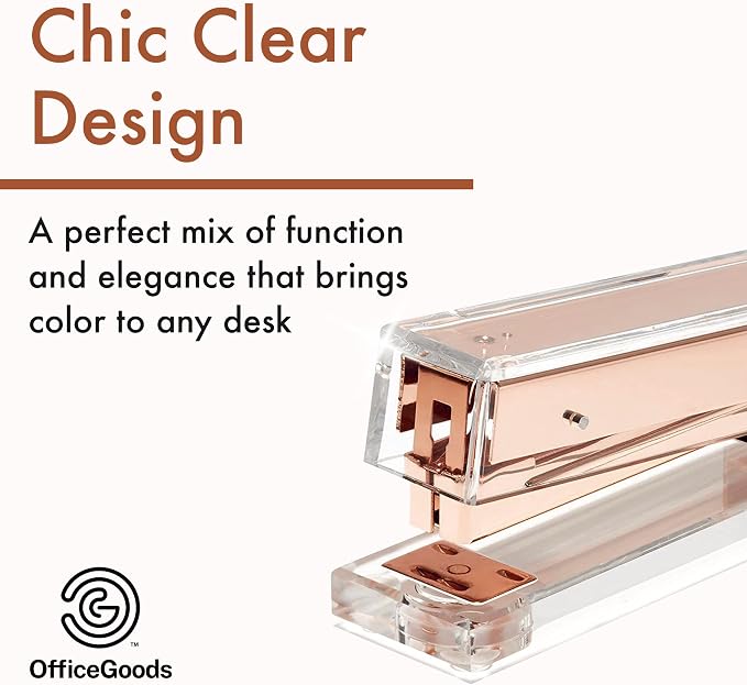 OfficeGoods Acrylic Stapler – Aesthetic & Durable Rose Gold Desk Staple - Image 2