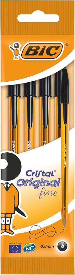 BIC Cristal Fine Ballpoint Pen Pack of 4 black - Image 2