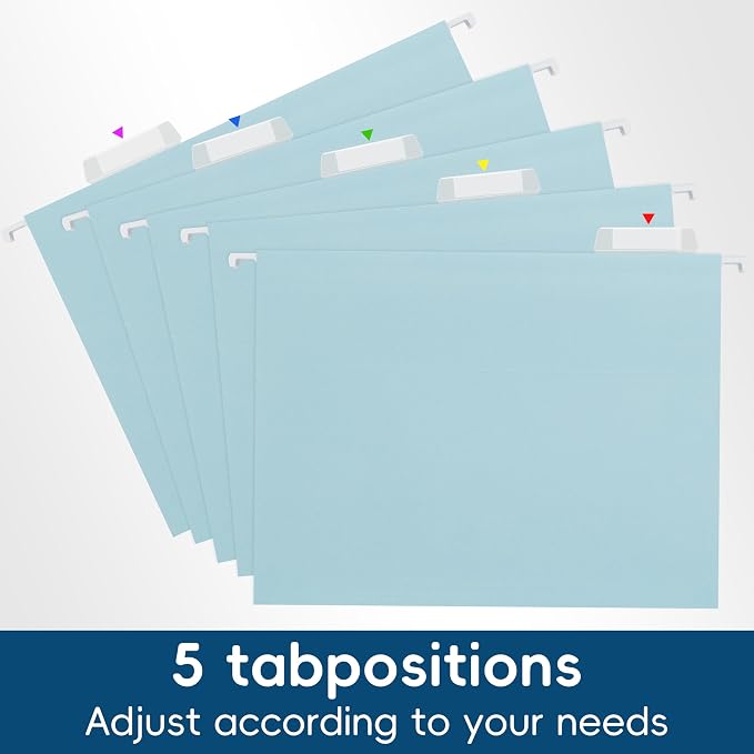 Light Blue Hanging File Folders, 25 Pack Letter Size File Folders - Image 7