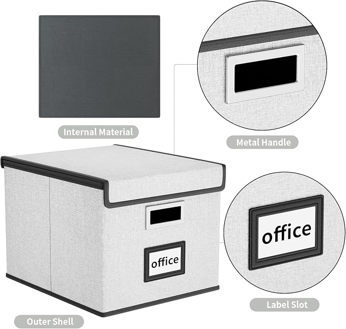 File Organizer Box with Lid, Collapsible File Folder Organizer - Image 4