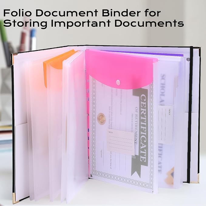 XKDOUS Aesthetic Document Organizer 3 Ring Emergency Binder Linen Folio Folders - Image 8