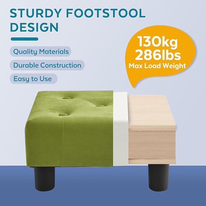 Small Foot Stool Ottoman, Velvet Footstool Ottoman Foot Rest - Image 4