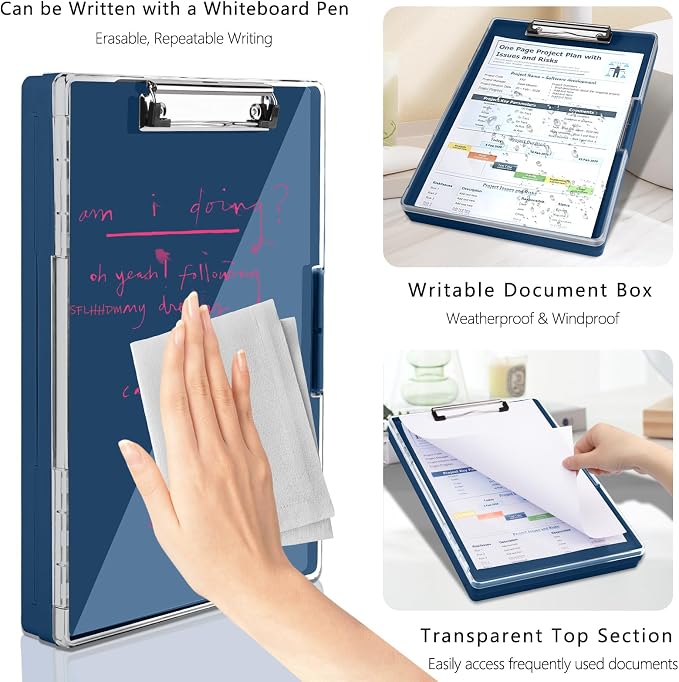 SFLHHDM Clipboard with Storage, Heavy Duty Clip Boards 8.5x11 with 2 Storage - Image 5