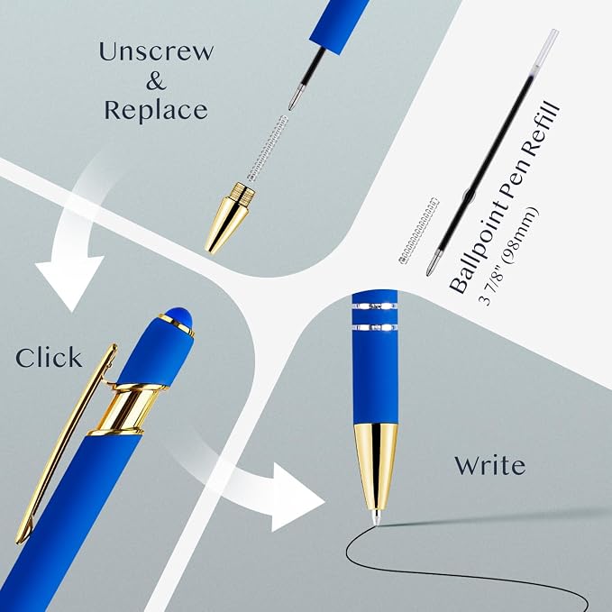 LINFANC 12 Pack Blue Gold Ballpoint Pen - Image 3