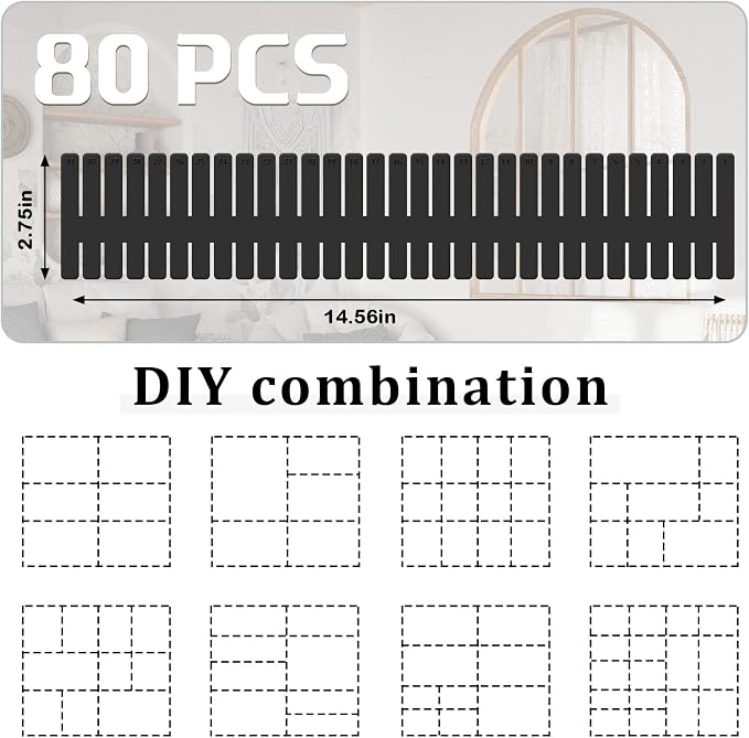 Vesici 80 Pcs Drawer Dividers Adjustable Plastic Organizer DIY Separators - Image 2