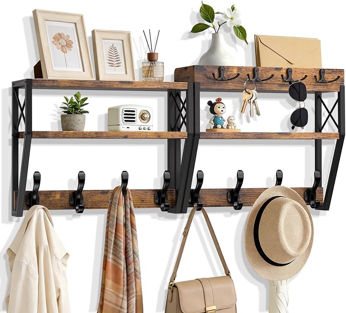 Upgraded 3-Tier Large Coat Rack Wall Mount by Dhmkfly
