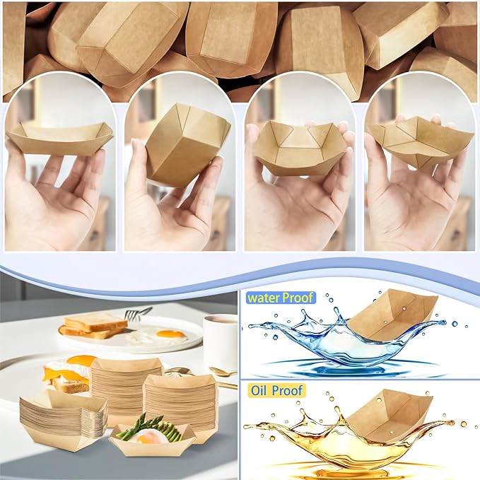 400 Pack 1/4Lb Paper Food Boat Trays Disposable Small Paper Boats Plates - Image 6