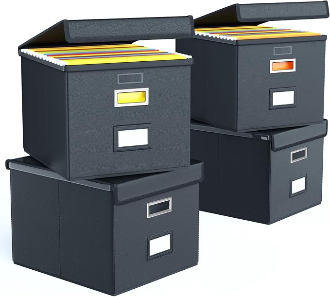 Portable Leather File Organizer Boxes by Huolewa