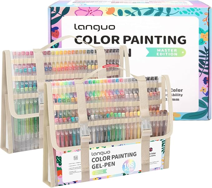 Gel Pens For Coloring, 168 Pack Colored Pens for Black Paper & White Paper by Joyask