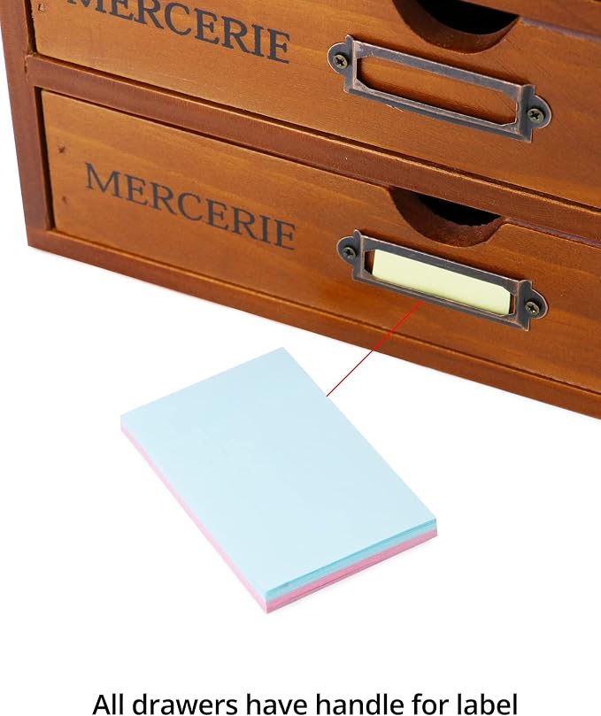 QWORK Vintage Wooden Home Office Desk Organizer - Image 8
