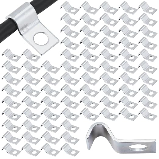 Yaocom 100 Pcs Silver Cable Wire Screw Clips 1/4 Inch, Zinc Plated Steel Clamp by Yaocom