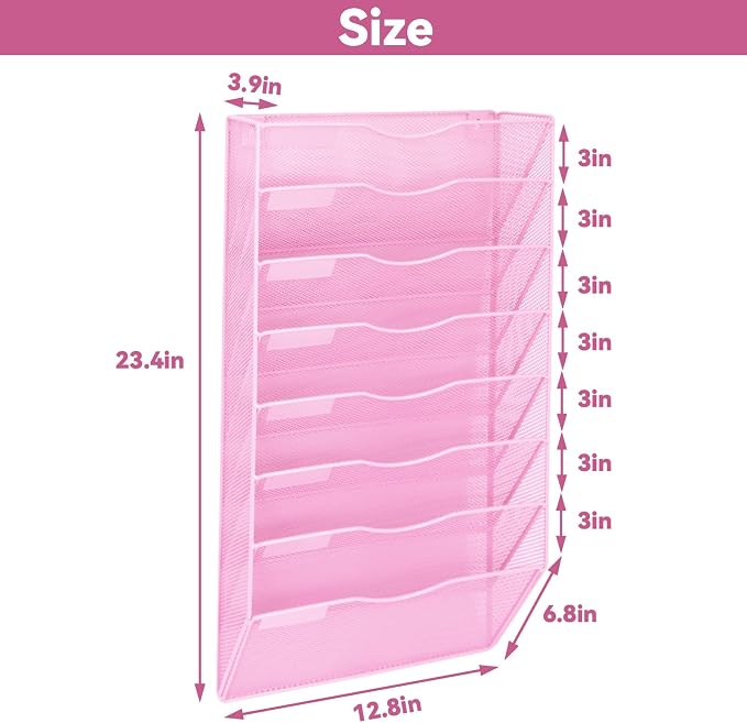8 Pockets Mesh Wall File Holder Organizer Office Hanging File Folder Magazine - Image 2