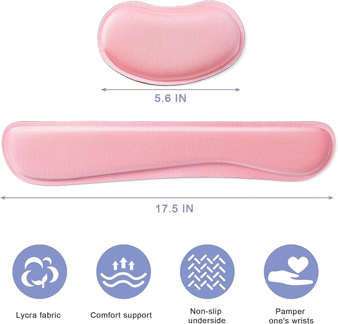 Hoewina Keyboard Wrist Rest, Ergonomic Wrist Rest, Superfine Fabric and Gel - Image 2