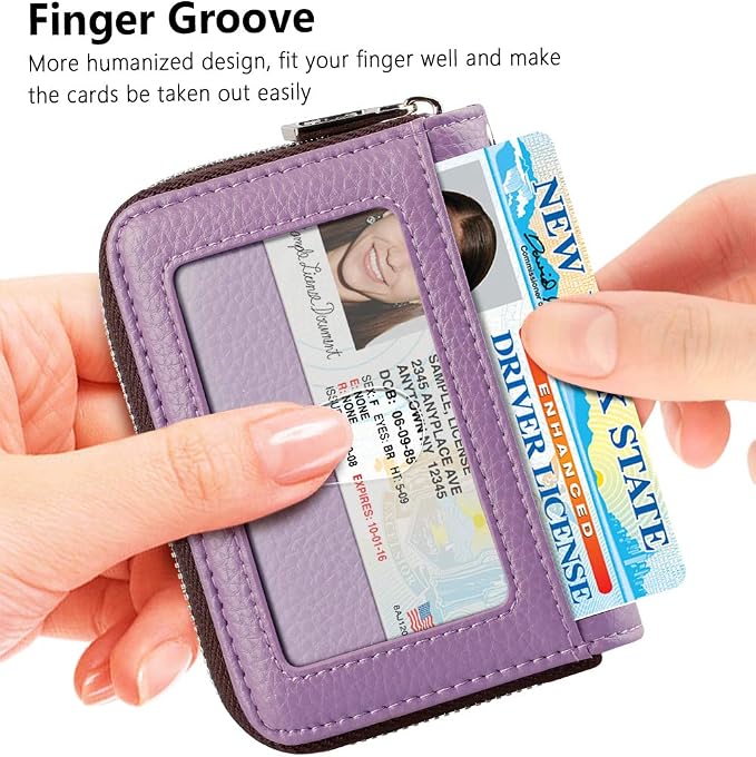 FurArt Zipper Wallet Women, RFID Blocking Credit Card Wallet, Business Card - Image 2