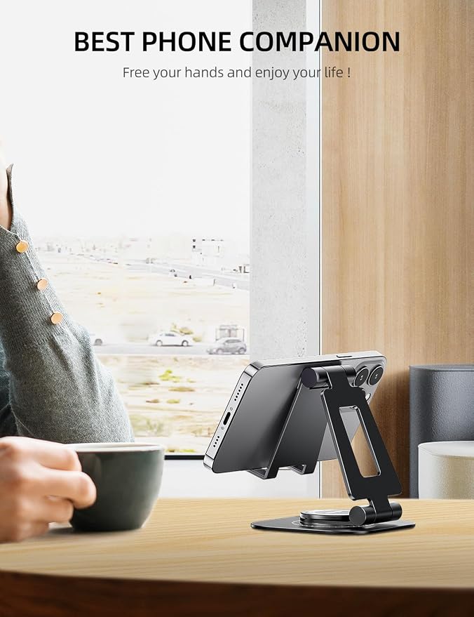 Nulaxy 360 Rotating Cell Phone Stand, Fully Adjustable Foldable Desktop Phone - Image 7