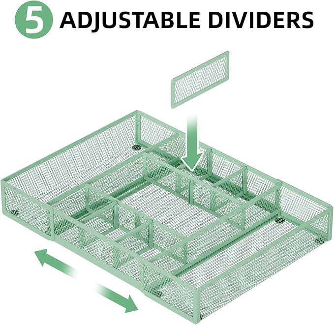 Marbrasse Expandable Desk Drawer Organizer, Mesh Drawer Organizer Tray - Image 3