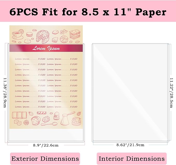 AKONEGE 6PCS 8.5" x 11" Rigid Print Protectors, Hard Plastic Sleeves - Image 2
