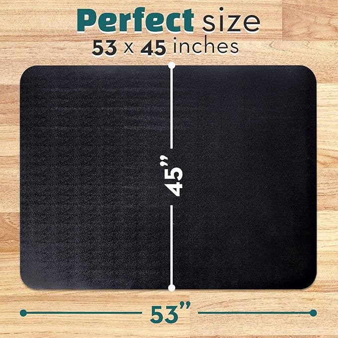 Office Chair Mat for Hardwood Floor: 53"x45" Large Black Rolling Chair Mat for - Image 2