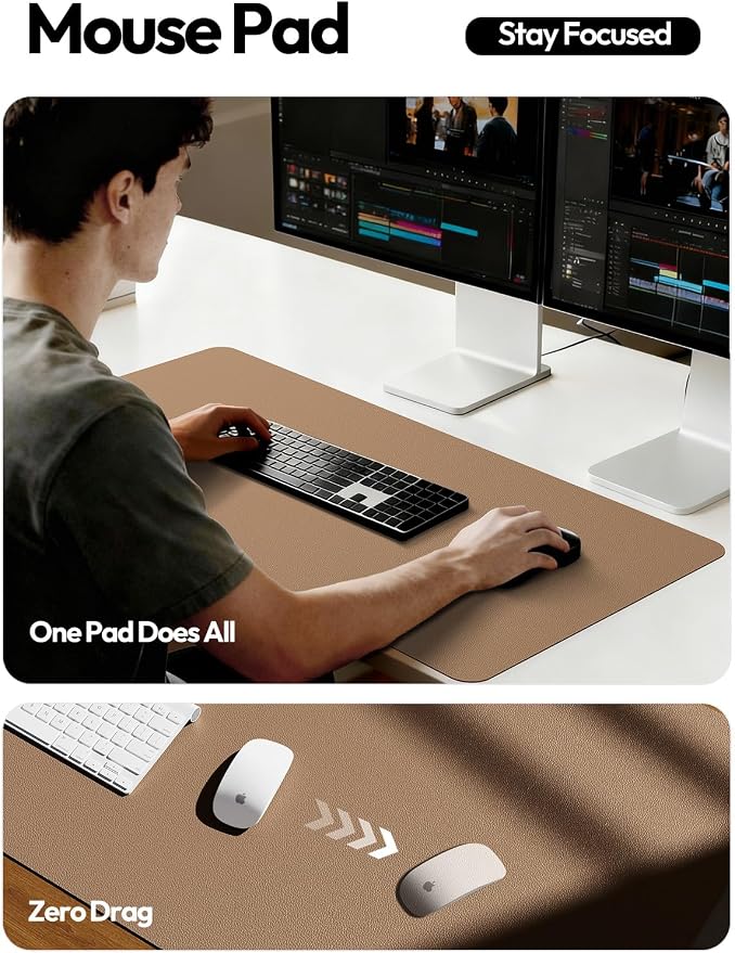 YSAGi Leather Desk Protector, Office Mat, Large Mouse Pad, Non-Slip PU Leather - Image 4