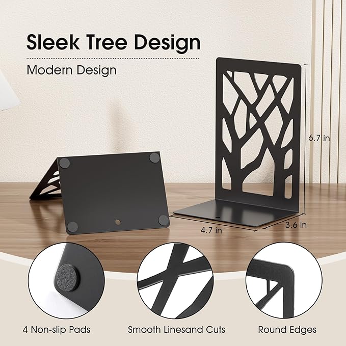 MaxGear Book Ends Tree Design Bookends - Image 3