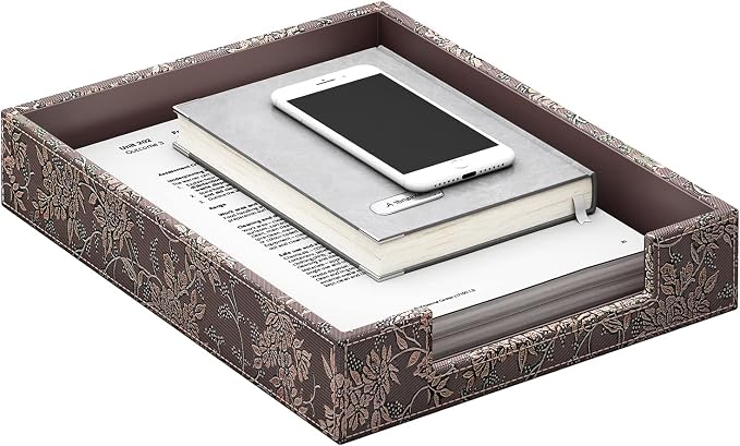 Leather Letter Tray, THIPOTEN Elegant Desk Organizer - Image 2
