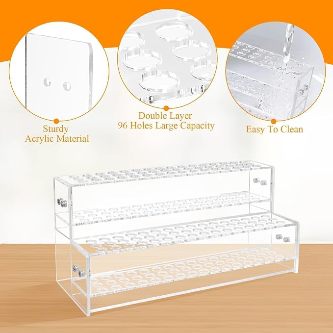 96-Slots Acrylic Pen Holder, 2-Tier Pen Display Stand - Image 5