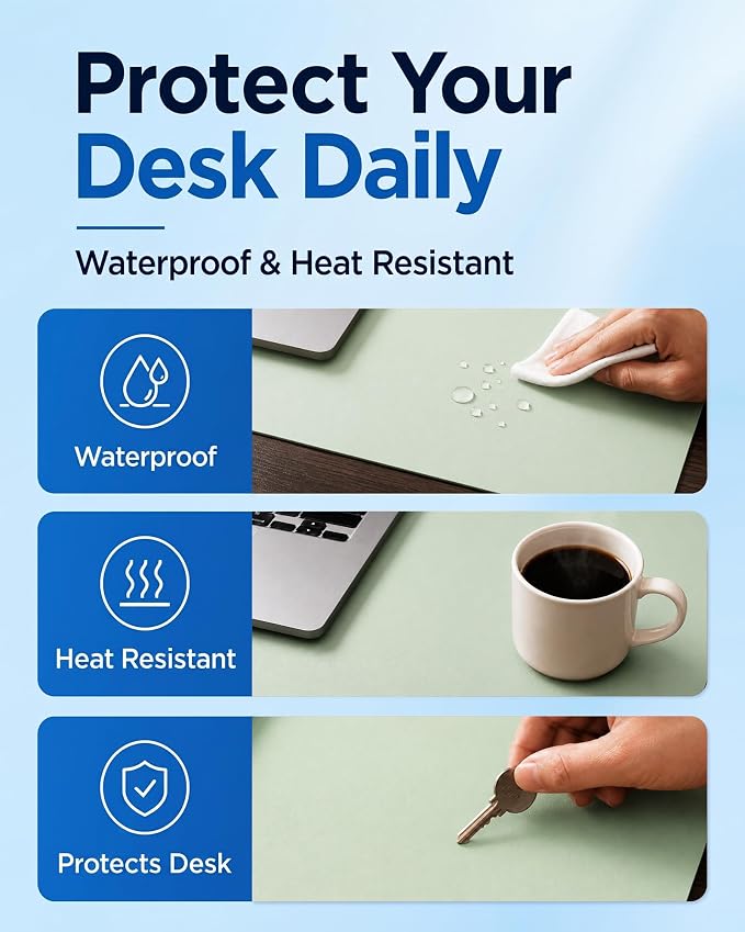 Aothia Double-Sided Desk Pad – 37.8"x17" Leather Desk Mat - Image 5