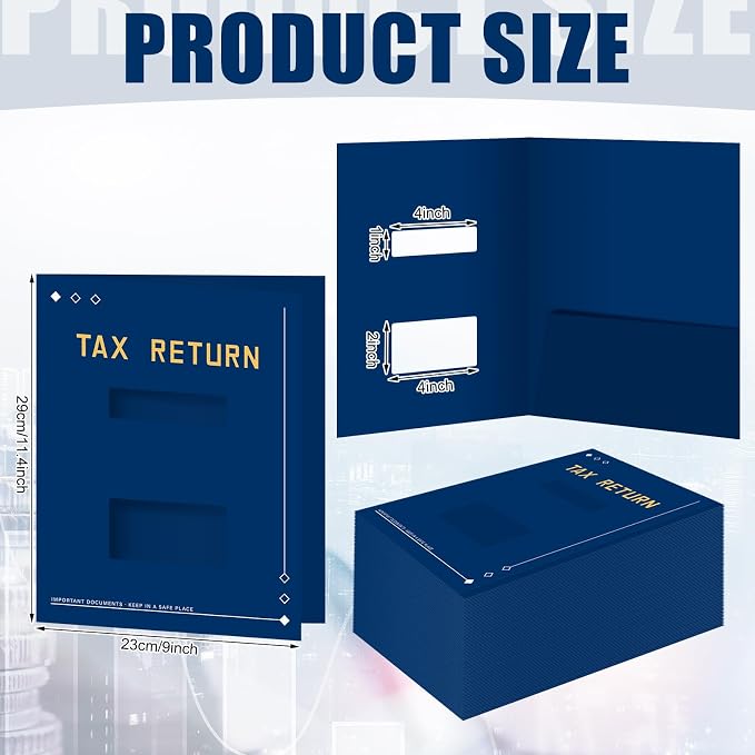 Mooliwe 100 Pcs Blue Tax Return Folders Bulk 9 x 11.25 Inches Income Tax - Image 3