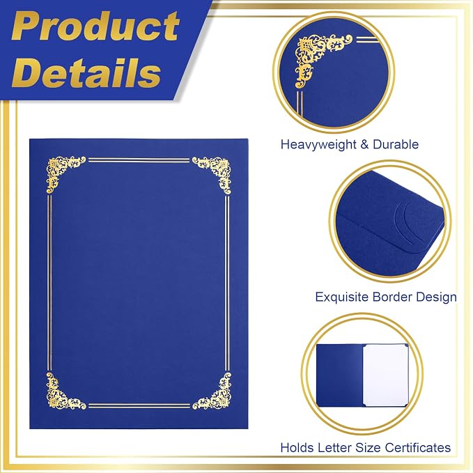 Fainne 120 Pack Certificate Holders Bulk, Diploma Covers Gold Foil Border - Image 4