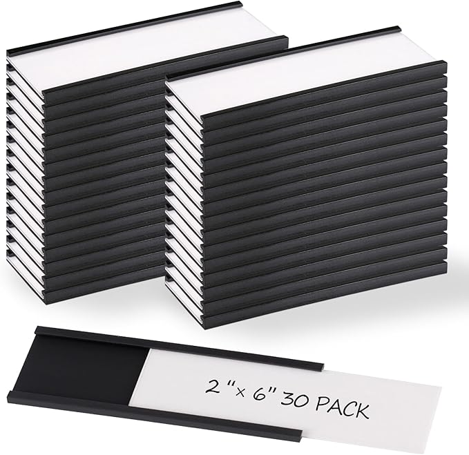 Realth C Channel Magnetic Label Holders 30 Pack 2" x 6" | Magnetic Strip by Realth