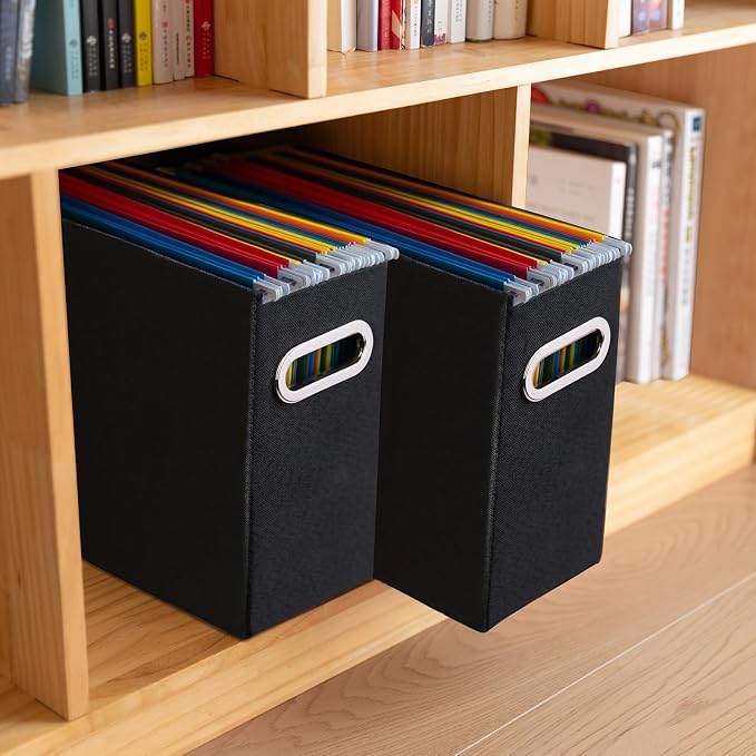 4 Pack Letter Size File Storage Box Collapsible, Fabric Hanging File Folders - Image 7