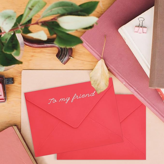 100 Pack Red A7 Envelopes, Christmas New Years Greeting Card Envelopes Self Seal - Image 2